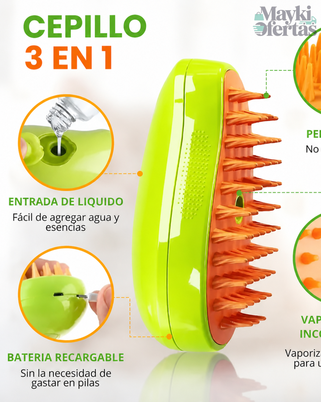 CEPILLO DE VAPOR PARA MASCOTAS 3 EN 1